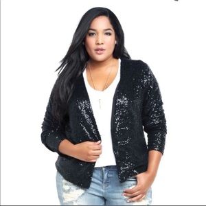 Torrid Black Sequins Long Sleeves Cardigan